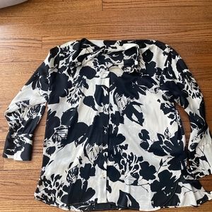 Zara floral black and white button down